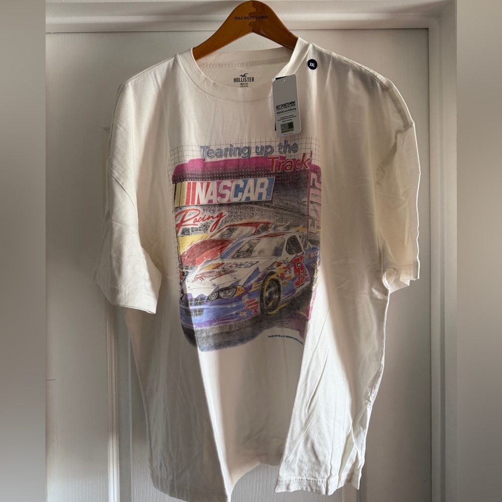 HOLLISTER BOXY FIT 100% COTTON NASCAR GRAPHIC T-SHIRT SIZE XXL